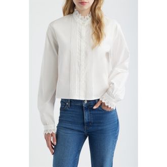 Frame Denim The Keepsake Lace & Pintuck Shirt in White at Nordstrom, Size X-Small