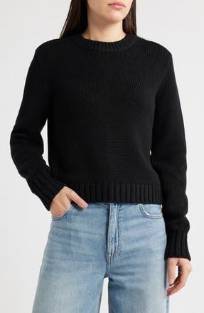 Madewell Solid Relaxed Cotton Sweater in Jet Black at Nordstrom Rack, Size Xx-Small