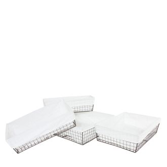 Hhg Hhg - Nunca Usado] Juego De 4 Cestas De Estanter&iacute;a Tanta, Organizador De Cestas De Ba&ntilde;o Para Armarios, Metal Con Funda De Tela