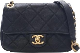 Chanel Pre-owned Vintage CC Turn Lock Crossbody Bag - Dames - Pre-owned - Zwart - Maat: ONE Size Leer