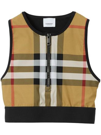 Burberry Vintage Check-pattern sleeveless crop top - women - Polyamide/Elastane - S - Black