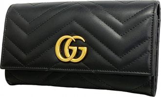 Gucci Black Leather Long Wallet (Bi-Fold) (Pre-Owned)