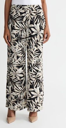 Kasper Pull-On Wide Leg Pants in Black Multi at Nordstrom, Size X-Large