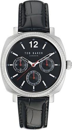 Ted Baker Harryl Chronograph Leather Strap Watch, 42mm in Black at Nordstrom Rack