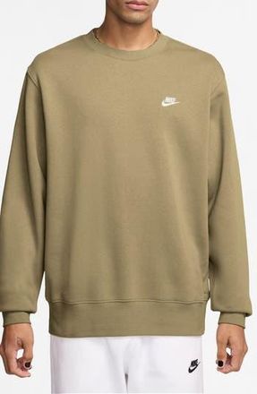 Nike Club Brushed Fleece Crewneck Sweatshirt in Parachute Beige/White at Nordstrom Rack, Size Small
