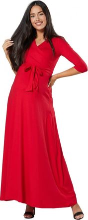 Happy Mama Womens Maternity Empire Wrap Maxi Nursing Dress 608 (Red, UK 14, XL)