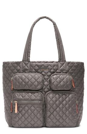 MZ Wallace Large Metro Quilted Nylon Travel Tote in Magnet at Nordstrom