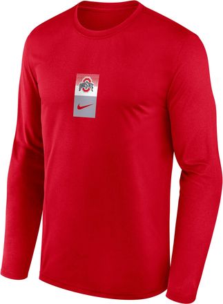 Nike Ohio State Primetime Stack Legend Nike Mens Dri-FIT College Long-Sleeve T-Shirt in Red | NKGT65NOH-EJK