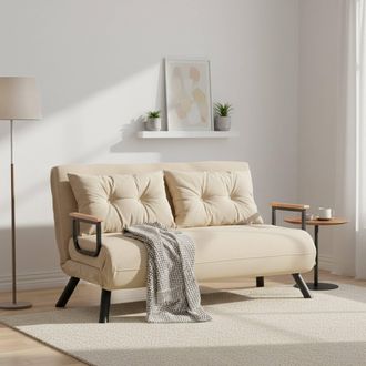 Dmora Divano Letto 2 Posti Calvin, Contenitore, Reclinabile, Braccioli, 133x78 Cm Beige