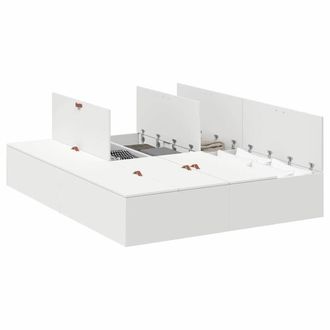 Berkfield Home Modern Bed Frame White MDF Standard Double Storage Bed Rectangular