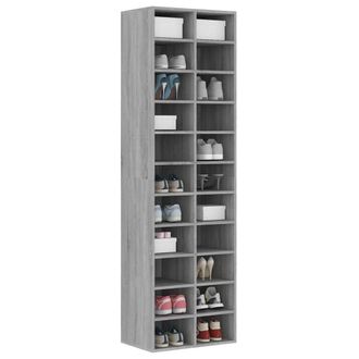 Berkfield Home Shoe Cabinet Grey Sonoma 54x34x183 cm Engineered Wood | Size: 54 x 34 x 183 cm