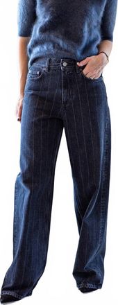 House of Dagmar Baggy Fit Stripe Denim Jeans In Black