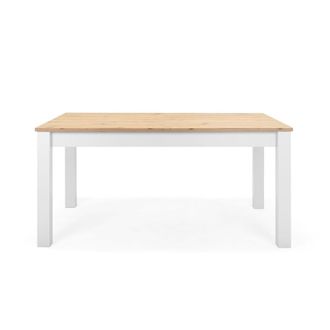 Calicosy Mesa de comedor extensible L160-215 cm - Efecto Roble y Blanco