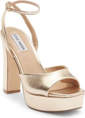 Steve Madden Assured Ankle Strap Platform Sandal in Gold Metallic at Nordstrom Rack, Size 9.5