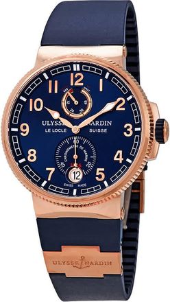 Ulysse Nardin Marine Chronometer Manufacture Blue Dial Blue Rubber Mens Watch 11861263/63