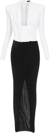 Balmain Gedrapeerde Lange Robe - Dames - Casual kleedjes - Zwart - S - Kleedjes