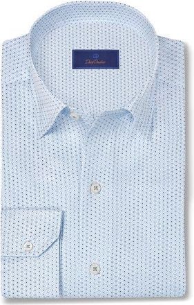 David Donahue Neat Print Sport Shirt in White/Blue at Nordstrom Rack, Size Xx-Large