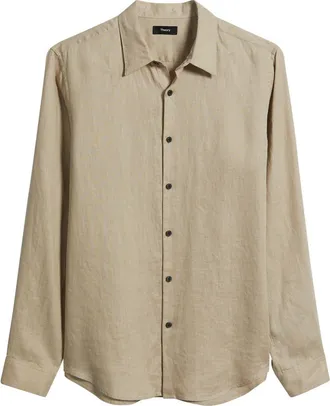 Theory Irving Relaxed Fit Linen Button-Up Shirt in Hazelwood at Nordstrom, Size Xx-Large