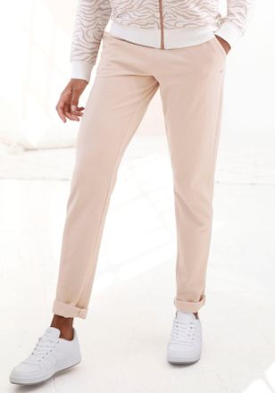 Lascana Loungepants LASCANA, Damen, Gr. 32/34, N-Gr, braun (nougat), Sweatware, Obermaterial: 60% Baumwolle, 40% Polyester, unifarben, bequem lang, Hosen Loun