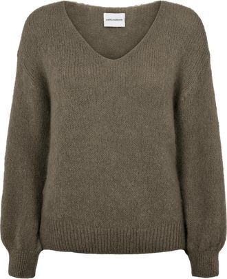Americandreams Milana LS Alpaca Pullover - Dames - V-hals truien - Grijs - XL - Wol - Truien & Vesten