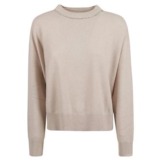 Fabiana Filippi Round-neck Knitwear, female, Beige, Size: S Fabiana Filippi Sweaters