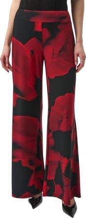 Joseph Ribkoff Abstract Print Pull On Wide Leg Pants In Black/red