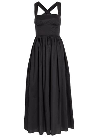 Matteau Gathered Cotton-poplin Midi Dress - Black - 1 (UK 6 / XS)