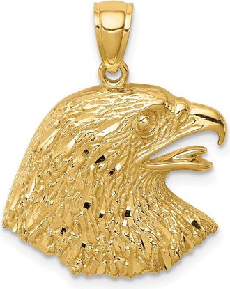Diamond2Deal 14k Yellow Gold Diamond-Cut Eagle Pendant