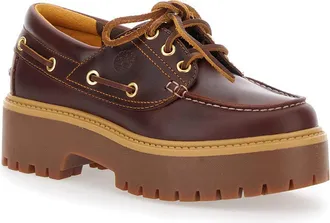 Timberland Womens Loafers Brown Leather Platform