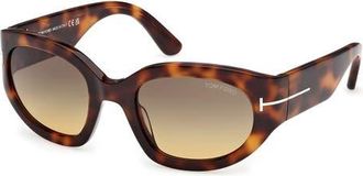 Tom Ford Arizona 53mm Gradient Rectangular Sunglasses in Classic Havana /Smoke Amber at Nordstrom