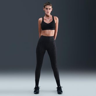 Nike Womens Universa High-Waisted Printed 7/8 Leggings with No Front Seam in Black | HV2256-010