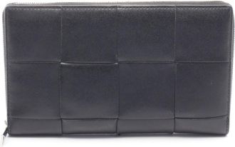 Bottega Veneta Black Leather Long Wallet (Bi-Fold) (Pre-Owned)