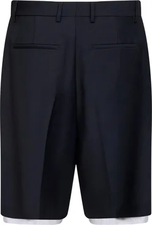 Jil Sander Mens Blue Wool Canvas Double-Layer Shorts Virgin