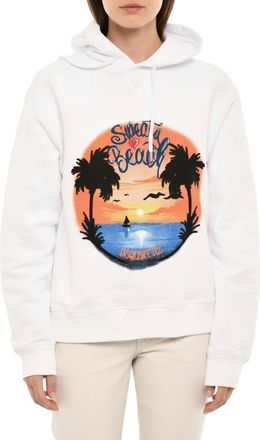 Dsquared2 White Graphic Hood Hoodie