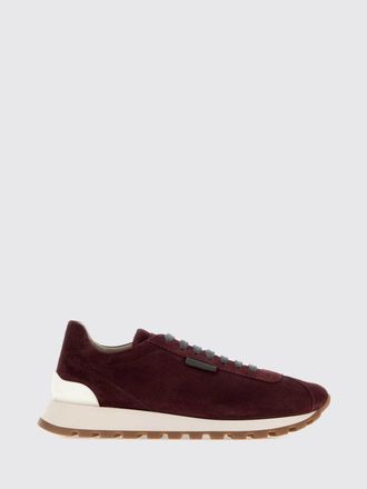 Brunello Cucinelli Suede Calfskin Low-Top Trainers with Monili Detail