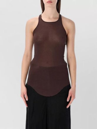 Rick Owens silk ribbed slim-fit halterneck tank top