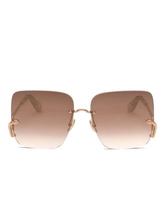 Roberto Cavalli square snake sunglasses - women - Metal - One Size - Gold