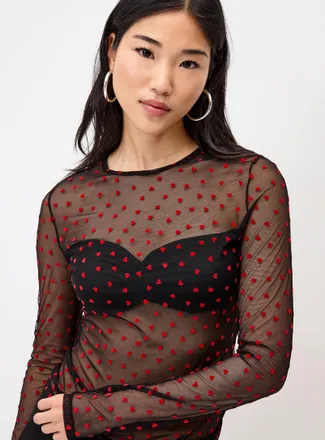 Twik Womens Small hearts mesh T-shirt