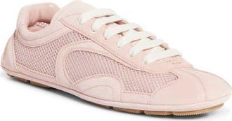 Prada Mixed Media Low Top Sneaker in Coral at Nordstrom, Size 10.5Us