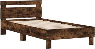 vidaXL Bed Frame without Mattress with Headboard Smoked Oak 100x200 cm vidaXL