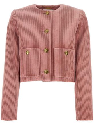 Chloé velvet cropped jacket - women - Cotton - 42 - Pink