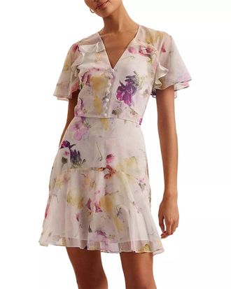 Ted Baker Angel Sleeve Fit And Flare Mini Dress In White