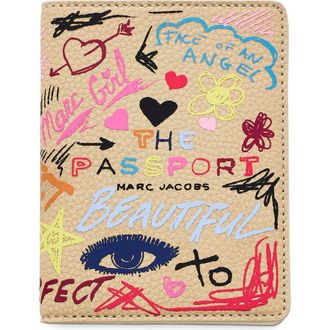Marc Jacobs The Punk Scribble Passport Case in Beige Multi at Nordstrom