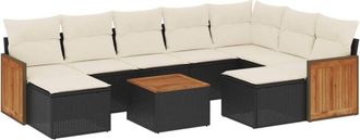 vidaXL Vidaxl - Set De Sof&aacute;s De Jard&iacute;n 10 Pzas Cojines Rat&aacute;n Sint&eacute;tico Negro