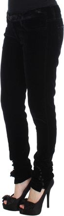 Ermanno Scervino Womens Black Viscose Blend Velvet Slim Fit Pants