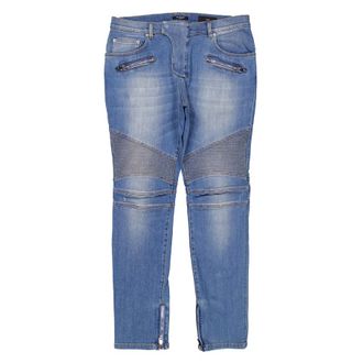 Balmain Denim Slim-Fit Biker Jeans, Waist Size 30