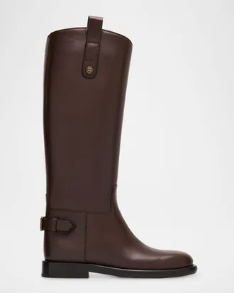 Burberry Cavalier Knee-High Leather Riding Boots