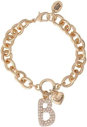 Juicy Couture Pav&eacute; Initial Charm Bracelet, 7.5 Gold Tone Link in Letter B at Nordstrom