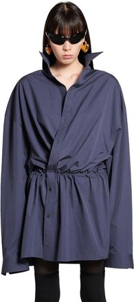Balenciaga Womens Cotton Shirtdress - Medium Blue - Size EU 34 (Womens)