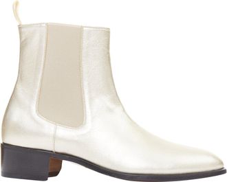 Tom Ford metallic light g leather cuban heels Chelsea ankle boots